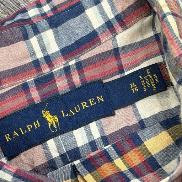 Polo Ralph Lauren Shirt Men's X-Large XL Red Plaid Short Sleeve Button Down Pony - Picture 6 of 12